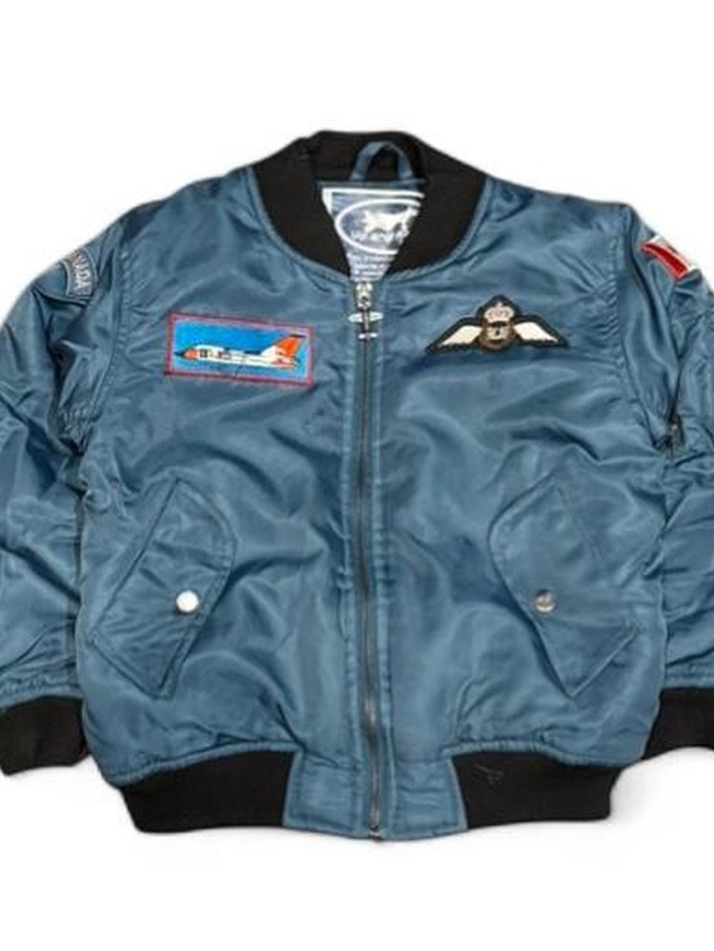 Vintage Canadian Air Force Patched Flight Cropped Bomber Jacket